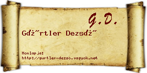 Gürtler Dezső névjegykártya